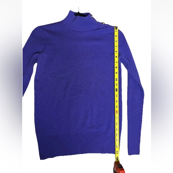 Tory Burch Vibrant Purple Button-Shoulder Sweater - Picture 11 of 12